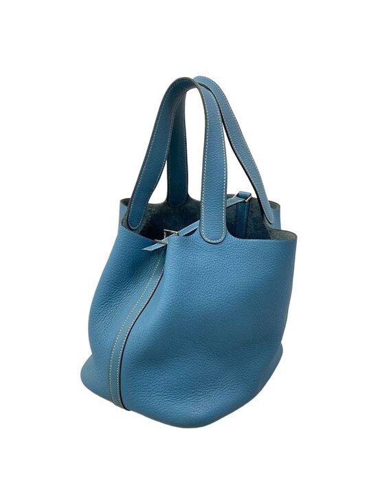 Hermes Handbags - Hermes Handbag Picotin PM Blue Jean Silver